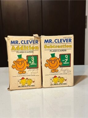 Vintage Flashcards Mr. Clever Addition and Subtraction 2 boxes Flashcards 1980s